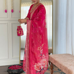 Silk Blend Kurta Set With Zcard Dupatta