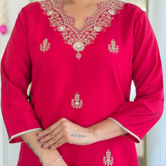 Silk Blend Kurta Set With Zcard Dupatta