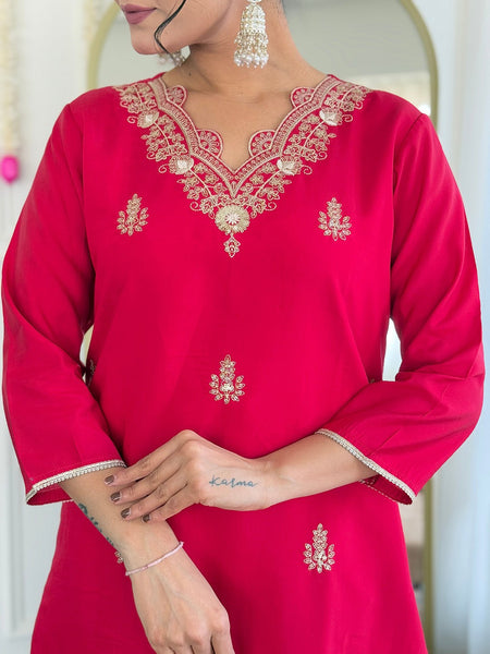 Silk Blend Kurta Set With Zcard Dupatta