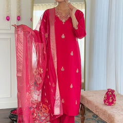 Silk Blend Kurta Set With Zcard Dupatta