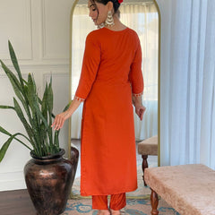 Silk Blend Kurta Set With Zcard Dupatta