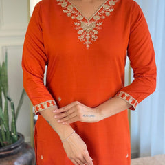Silk Blend Kurta Set With Zcard Dupatta