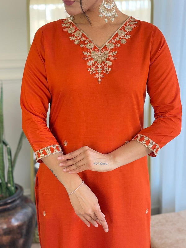 Silk Blend Kurta Set With Zcard Dupatta
