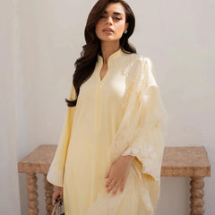 Chanderi Silk Kurta Set With Embroidered Organza Dupatta