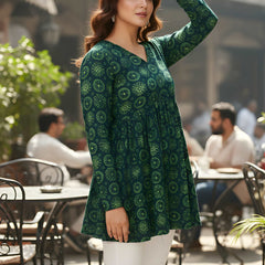 Casual Girls V-Neck Printed Tunic Top