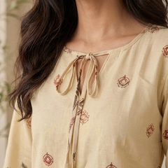 Women’s Off-White Cotton Kalamkari Printed Tunic