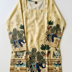 Women’s Off-White Cotton Kalamkari Tunic with Yellow Shine