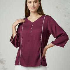 Women’s Fancy Purple Delta Silk Solid Top