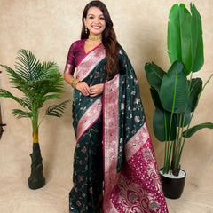 Premium Banarasi Soft Silk Saree With Blouse Piece