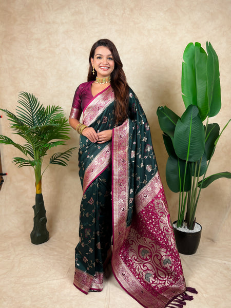 Premium Banarasi Soft Silk Saree With Blouse Piece
