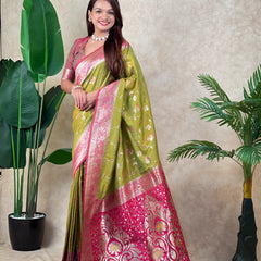 Premium Banarasi Soft Silk Saree With Blouse Piece