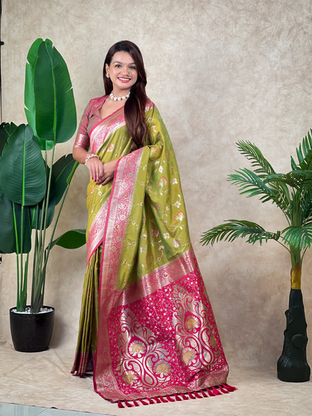 Premium Banarasi Soft Silk Saree With Blouse Piece