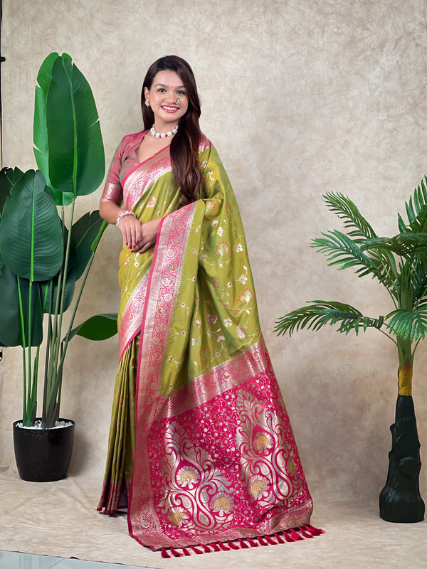 Premium Banarasi Soft Silk Saree With Blouse Piece