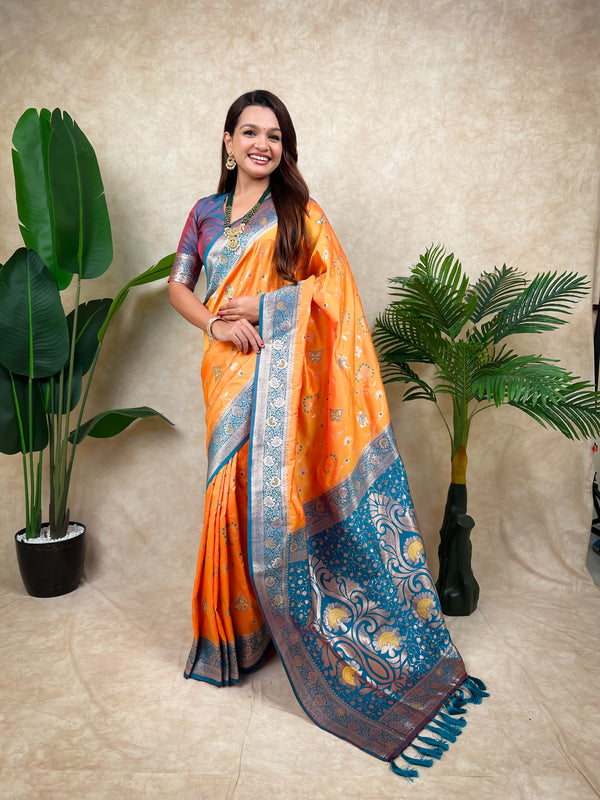 Premium Banarasi Soft Silk Saree With Blouse Piece