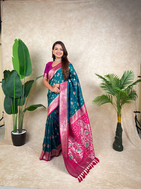 Premium Banarasi Soft Silk Saree With Blouse Piece