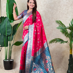 Premium Banarasi Soft Silk Saree With Blouse Piece