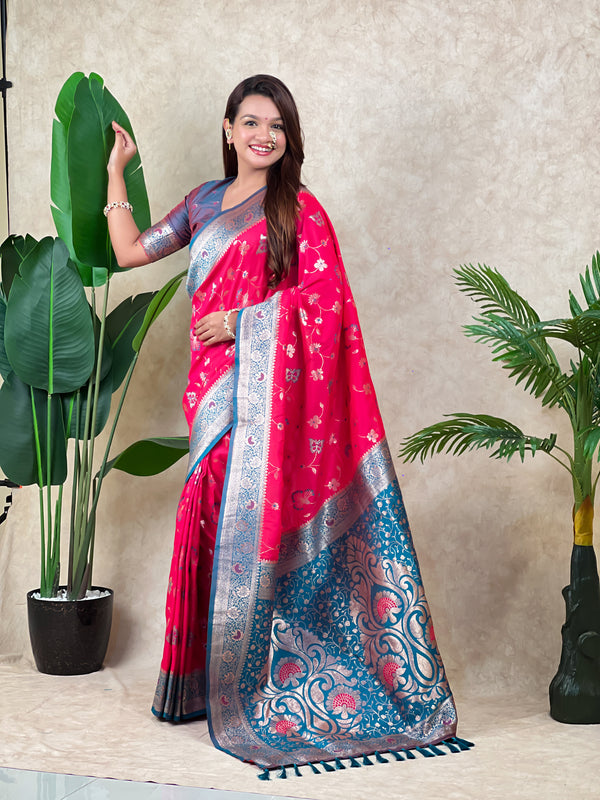 Premium Banarasi Soft Silk Saree With Blouse Piece