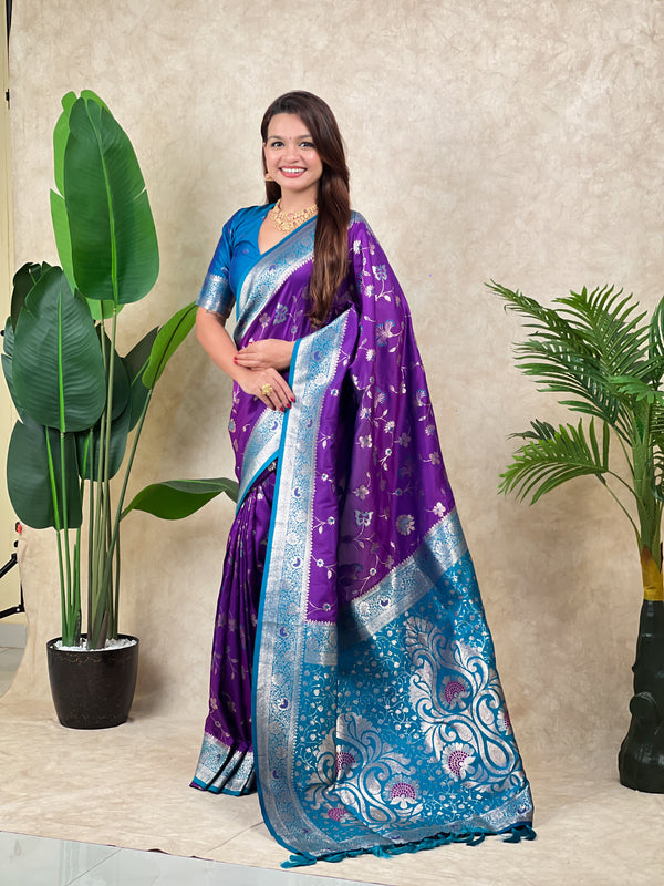 Premium Banarasi Soft Silk Saree With Blouse Piece