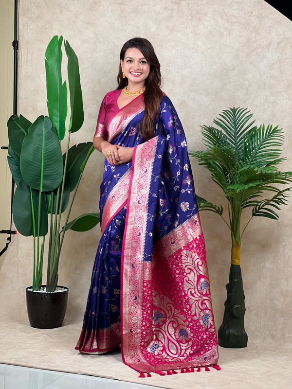 Premium Banarasi Soft Silk Saree With Blouse Piece