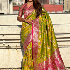 Premium Banarasi Soft Silk Saree With Blouse Piece