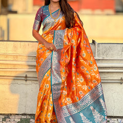 Premium Banarasi Soft Silk Saree With Blouse Piece