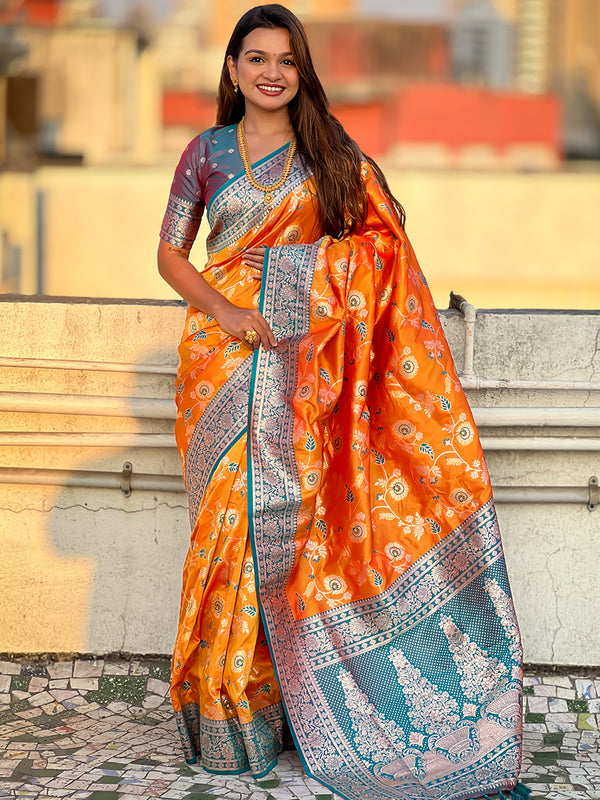 Premium Banarasi Soft Silk Saree With Blouse Piece