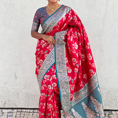 Premium Banarasi Soft Silk Saree With Blouse Piece