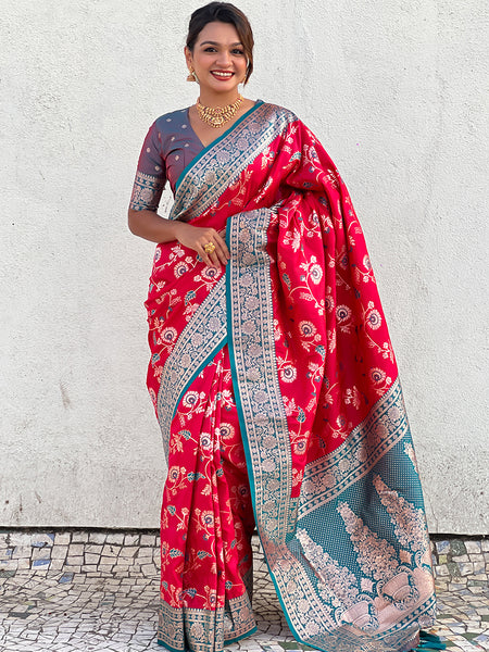 Premium Banarasi Soft Silk Saree With Blouse Piece