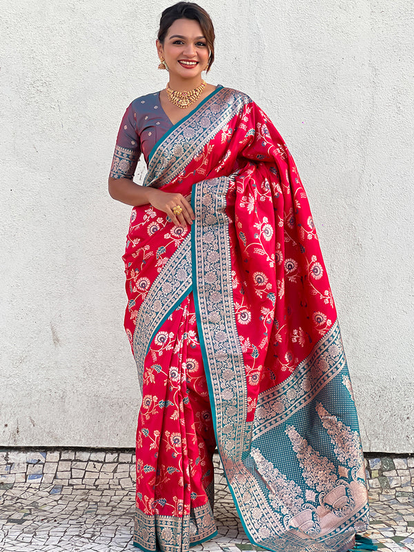 Premium Banarasi Soft Silk Saree With Blouse Piece