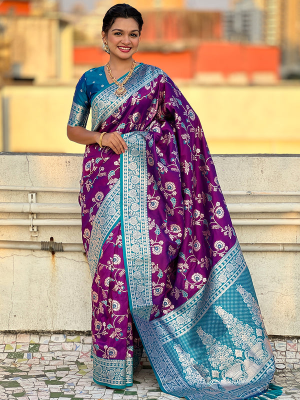Premium Banarasi Soft Silk Saree With Blouse Piece