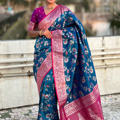 Premium Banarasi Soft Silk Saree With Blouse Piece