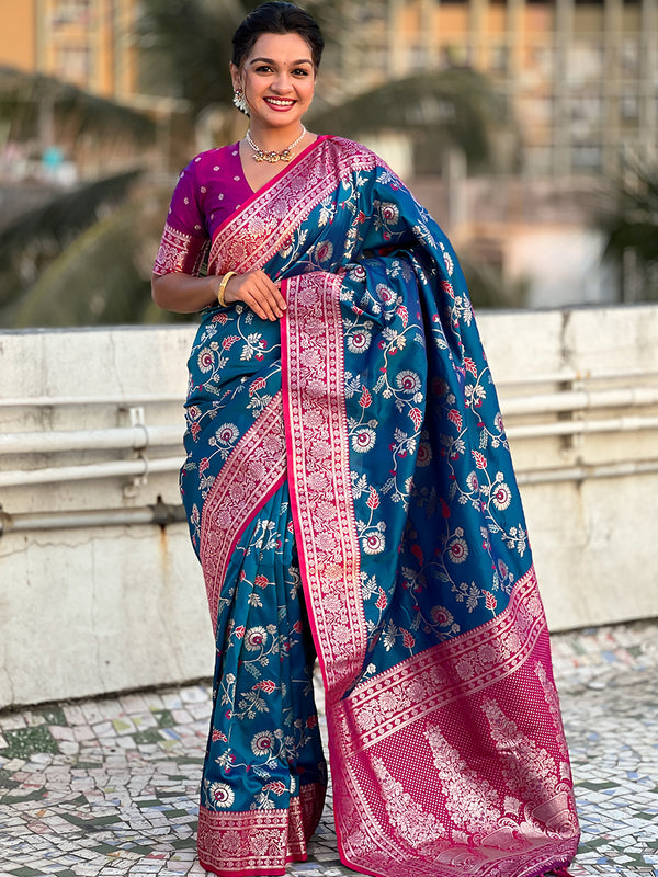 Premium Banarasi Soft Silk Saree With Blouse Piece