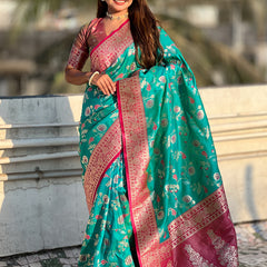 Premium Banarasi Soft Silk Saree With Blouse Piece