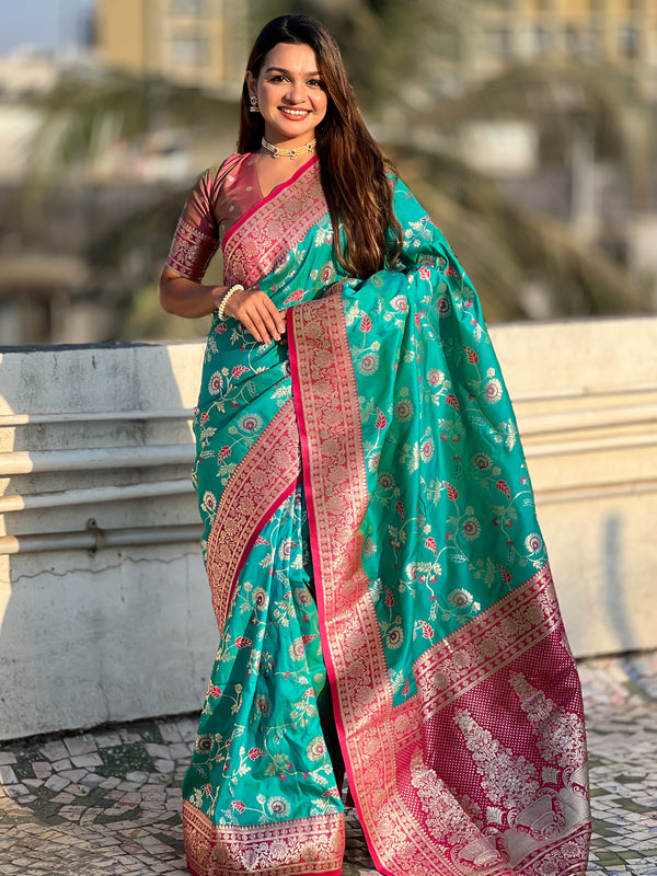 Premium Banarasi Soft Silk Saree With Blouse Piece