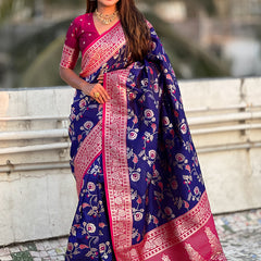 Premium Banarasi Soft Silk Saree With Blouse Piece