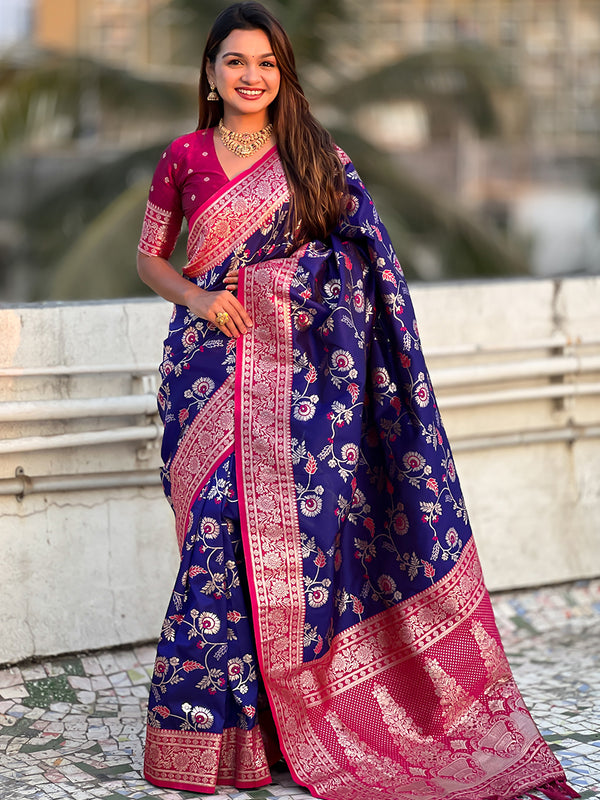 Premium Banarasi Soft Silk Saree With Blouse Piece