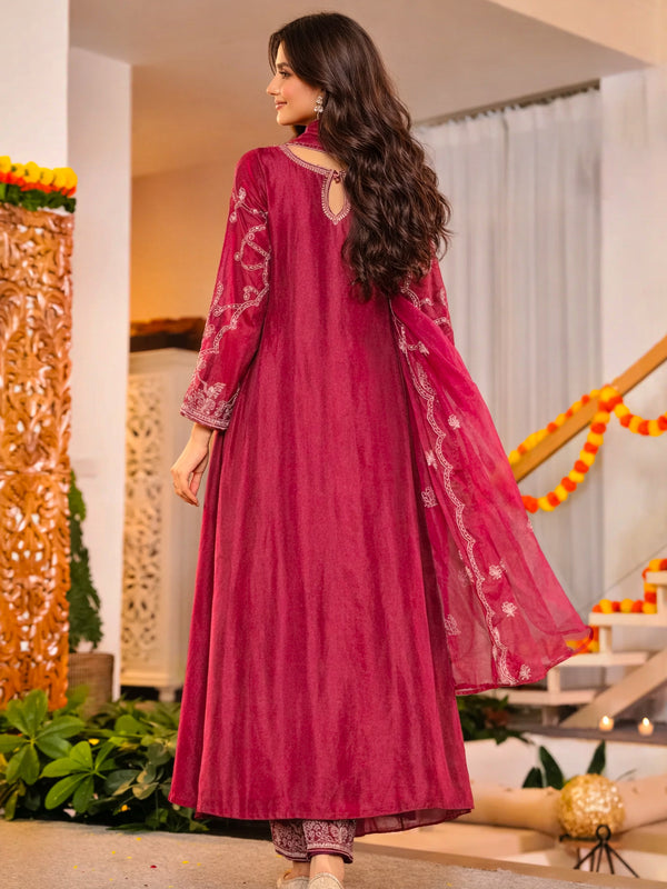 Premium Silk Blend Ethnic Suit Set With Chanderi Dupatta