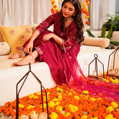 Premium Silk Blend Ethnic Suit Set With Chanderi Dupatta