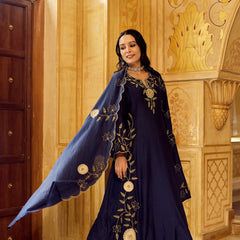 Chanderi Silk Kurta Set With Embroidered Chanderi Dupatta