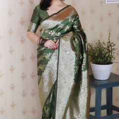 Premium Banarasi Soft Silk Saree with Blouse Piece