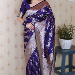 Premium Banarasi Soft Silk Saree with Blouse Piece
