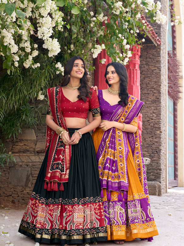 Women's Tusser Silk Kalamkari Print Lehenga Choli with Foil Work & Gotta Patti Dupatta