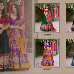 Women's Tusser Silk Kalamkari Print Lehenga Choli with Foil Work & Gotta Patti Dupatta