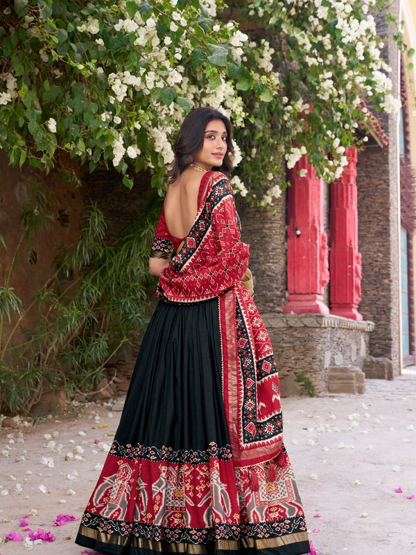 Women's Tusser Silk Kalamkari Print Lehenga Choli with Foil Work & Gotta Patti Dupatta