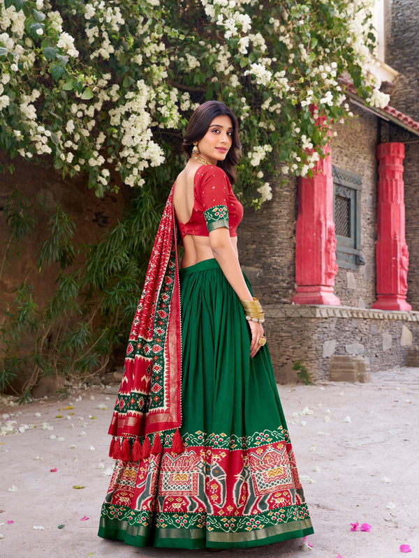 Women's Tusser Silk Kalamkari Print Lehenga Choli with Foil Work & Gotta Patti Dupatta