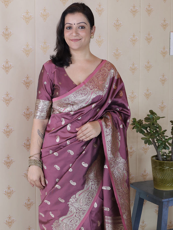 Banarasi Silk Blend Saree with Blouse Piece
