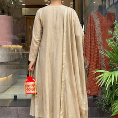 Women’s Chanderi Embroidered Kurti With Stitched Bottom & Dupatta Set