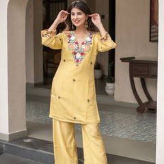 Women's French Crepe Embroidered Co-Ord Set