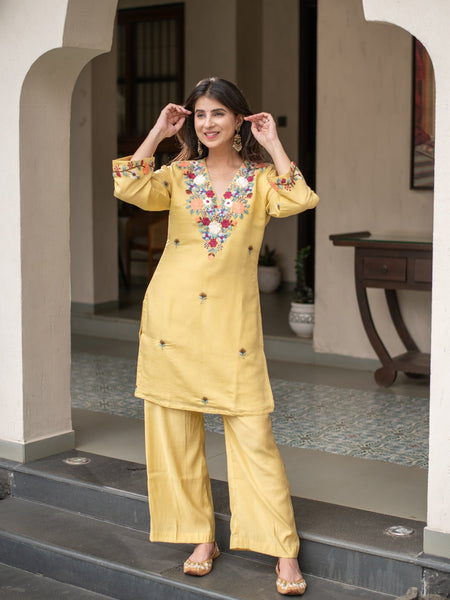 Women's French Crepe Embroidered Co-Ord Set