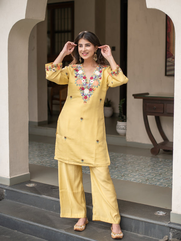 Women's French Crepe Embroidered Co-Ord Set